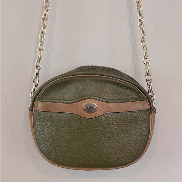 Dior Elegant Green & Tan Leather Shoulder Bag - Picture 9 of 10